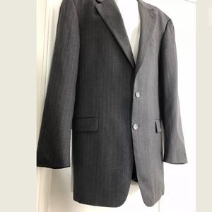 Burberry London Gray Stripe 100 Wool Mens Blazer